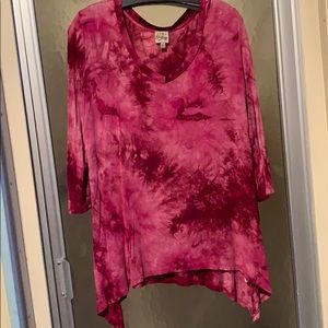 Maroon tie dye top XL v neck